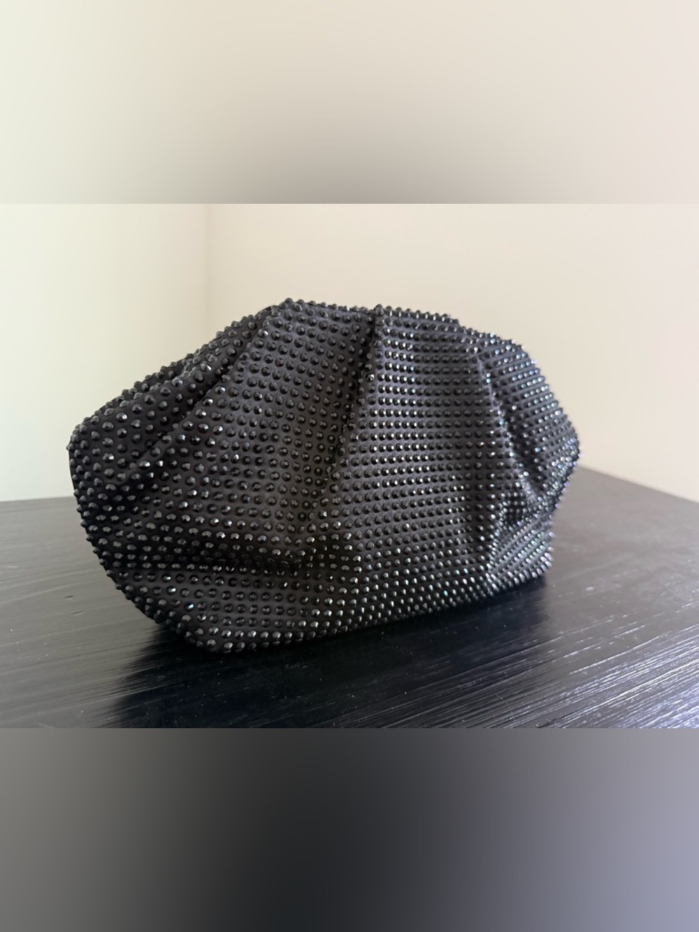 Nina Black Crystal Encrusted Frame Clutch